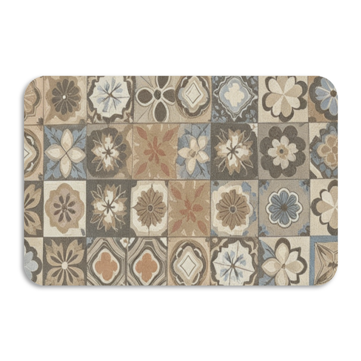 Morandi Vintage Tile Diatomite Mat£üMorandi Vintage Floral Tile Diatomite Mat, Art Style Quick?Dry Absorbent Non?Slip Bathroom Floor Mat