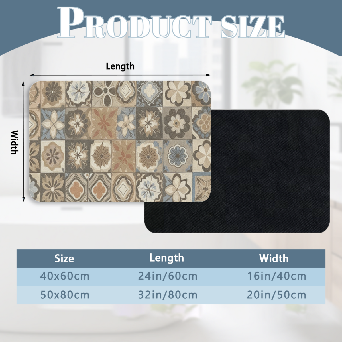 Morandi Vintage Tile Diatomite Mat£üMorandi Vintage Floral Tile Diatomite Mat, Art Style Quick?Dry Absorbent Non?Slip Bathroom Floor Mat