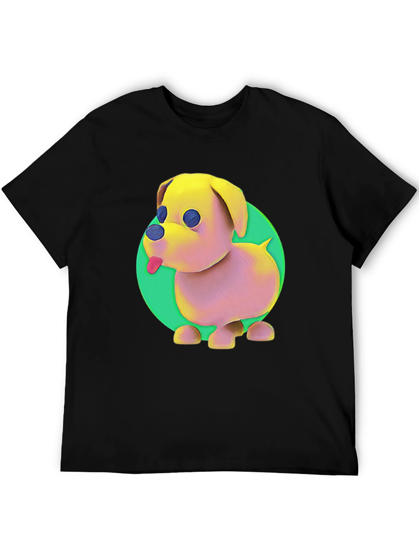 Cartoon Dog Graphic Tee - Black