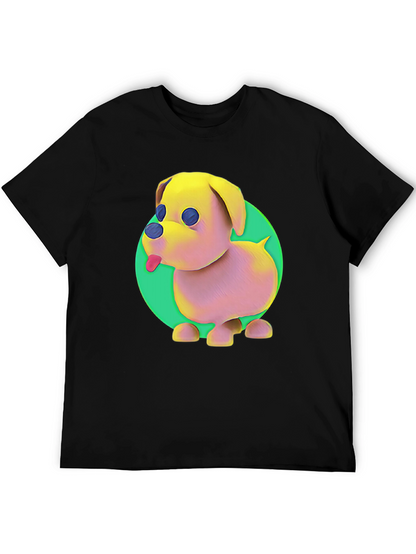 Cartoon Dog Graphic Tee - Black