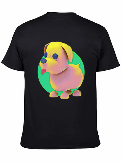 Cartoon Dog Graphic Tee - Black