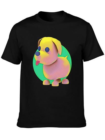 Cartoon Dog Graphic Tee - Black