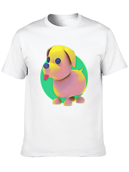 Cartoon Dog Graphic Tee - Black