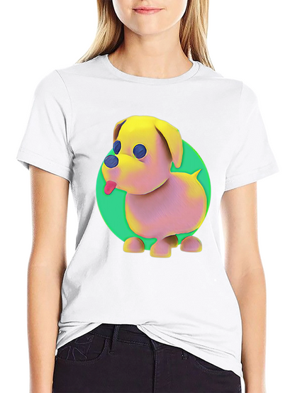 Cartoon Dog Graphic Tee - Black