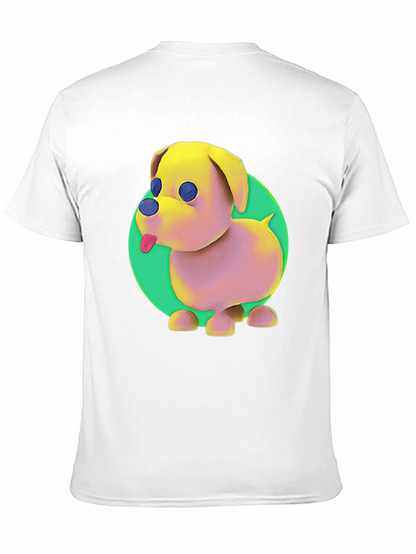 Cartoon Dog Graphic Tee - Black