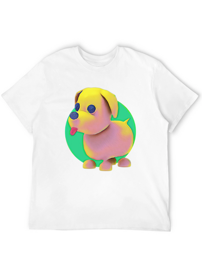 Cartoon Dog Graphic Tee - Black
