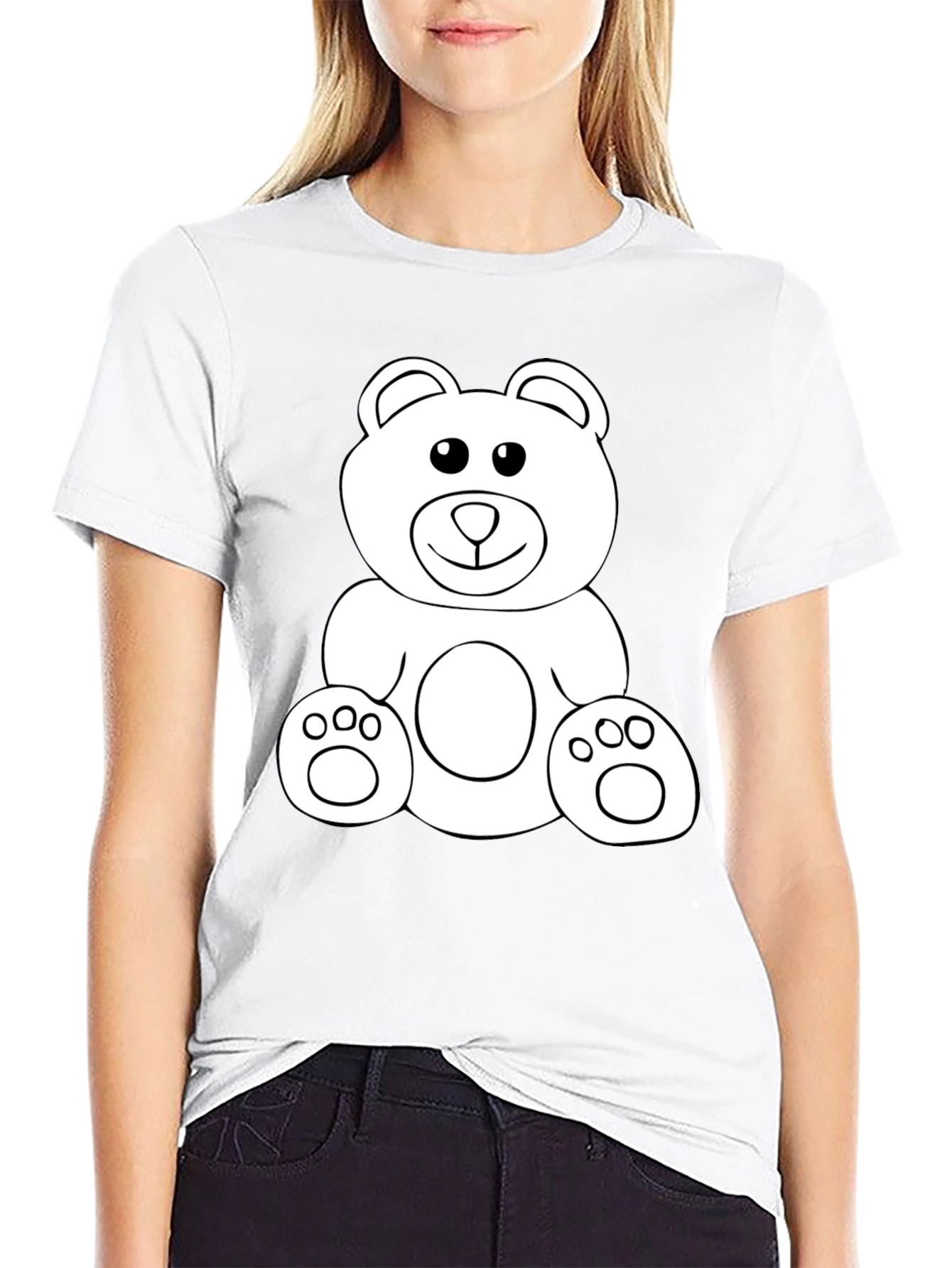 Teddy Bear Graphic Tee - Black Cotton Comfort