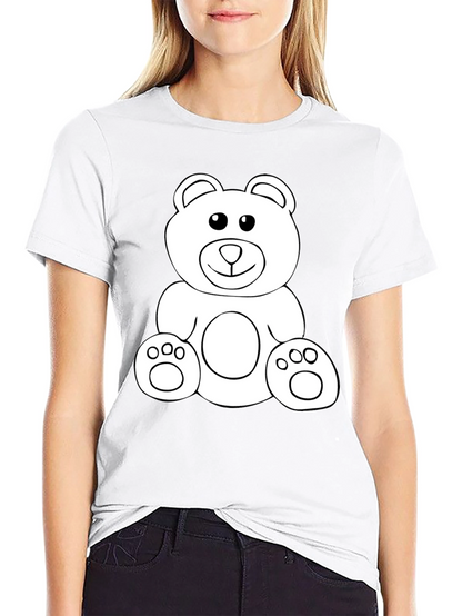 Teddy Bear Graphic Tee - Black Cotton Comfort