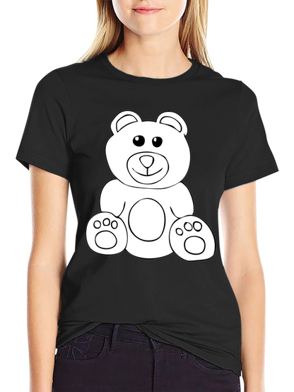 Teddy Bear Graphic Tee - Black Cotton Comfort
