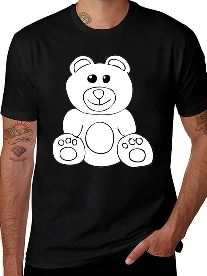 Teddy Bear Graphic Tee - Black Cotton Comfort