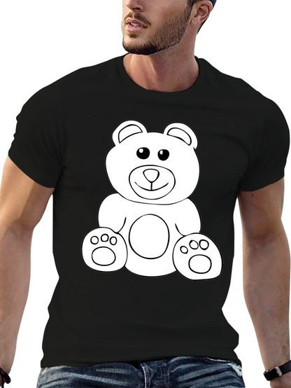 Teddy Bear Graphic Tee - Black Cotton Comfort
