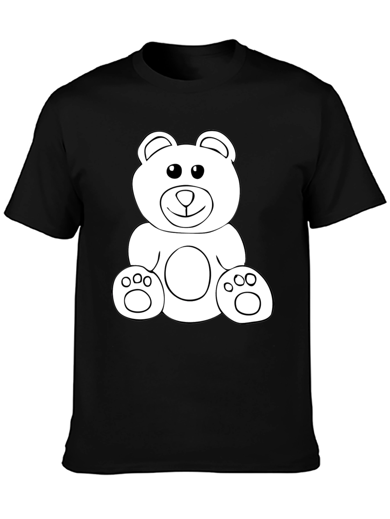 Teddy Bear Graphic Tee - Black Cotton Comfort