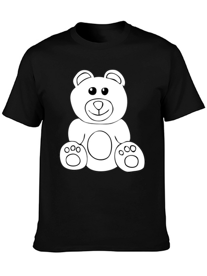 Teddy Bear Graphic Tee - Black Cotton Comfort