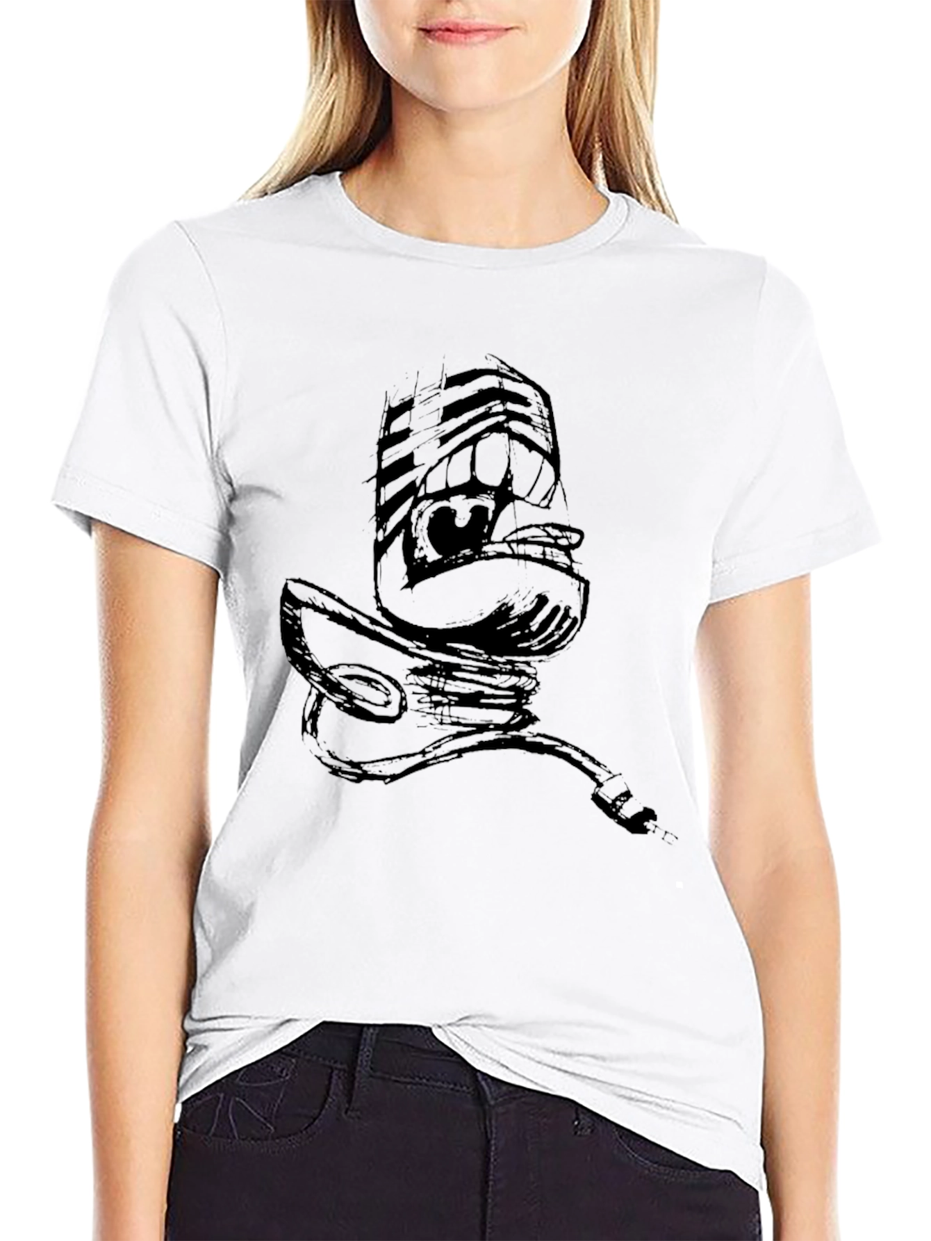 Abstract Sketch Art Black T-Shirt