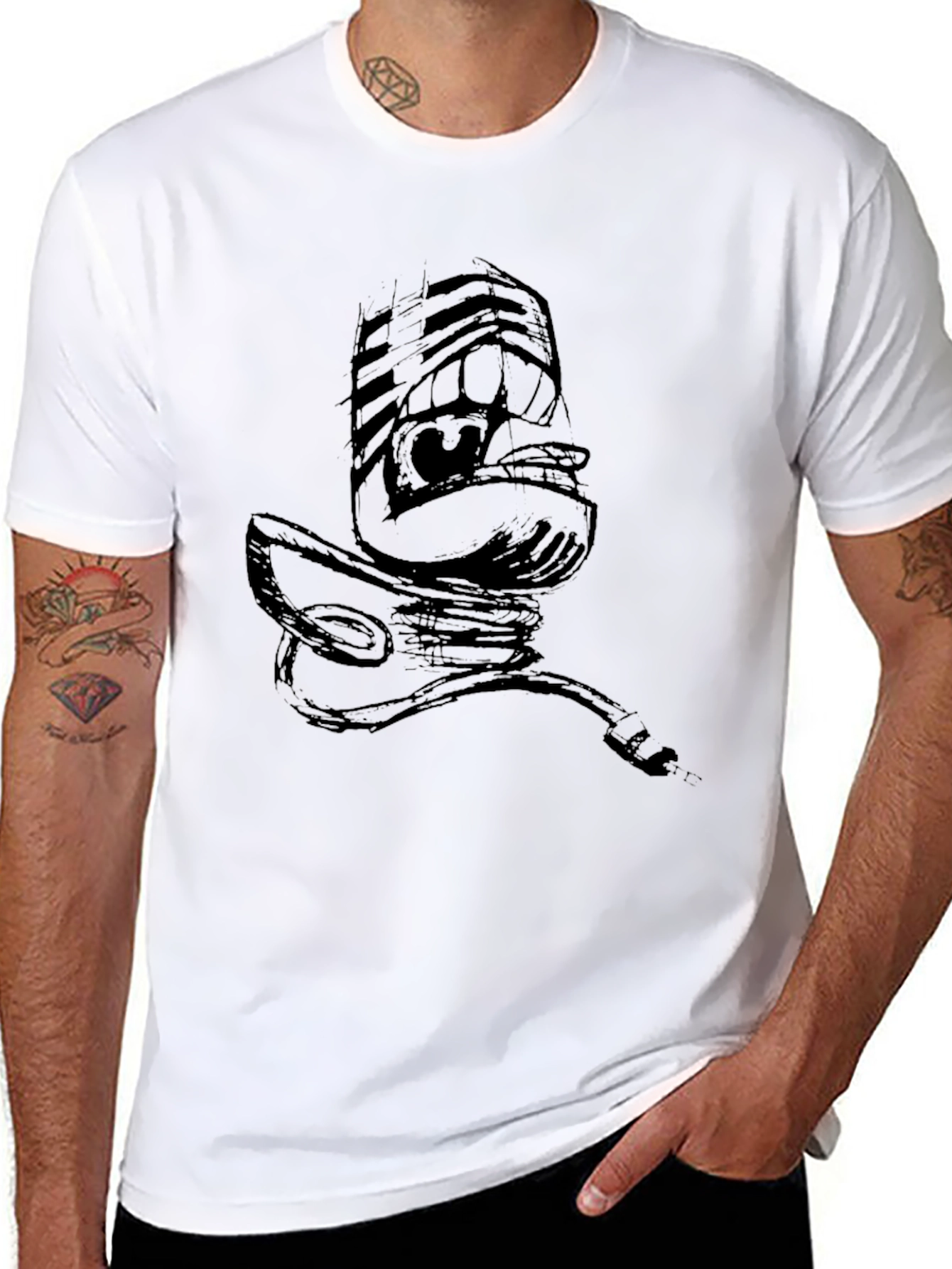 Abstract Sketch Art Black T-Shirt