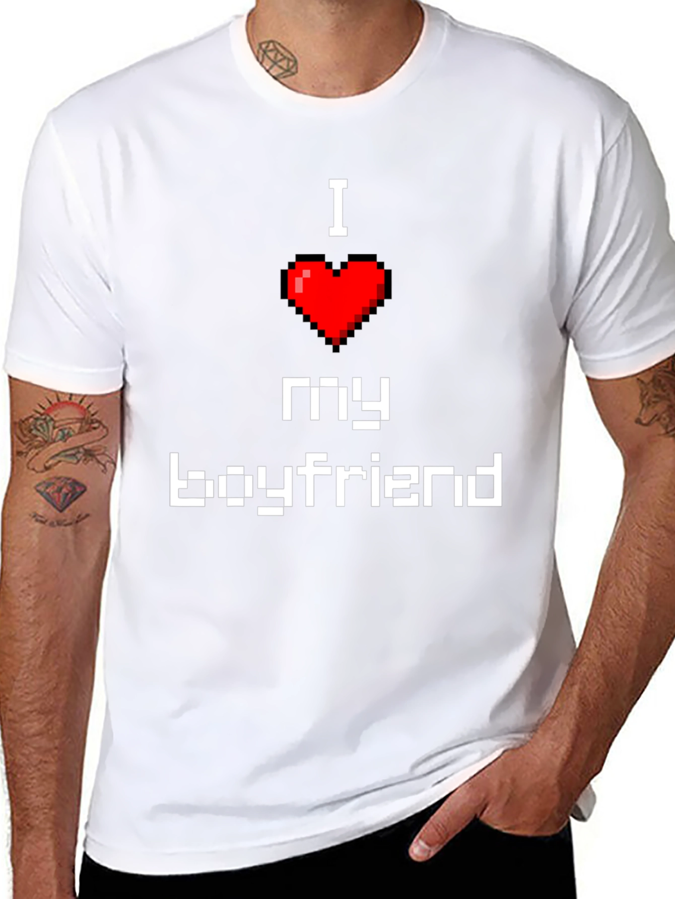 I Love My Boyfriend Pixel Heart T-Shirt