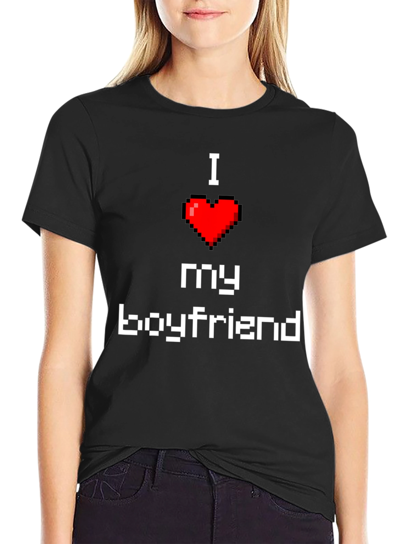 I Love My Boyfriend Pixel Heart T-Shirt