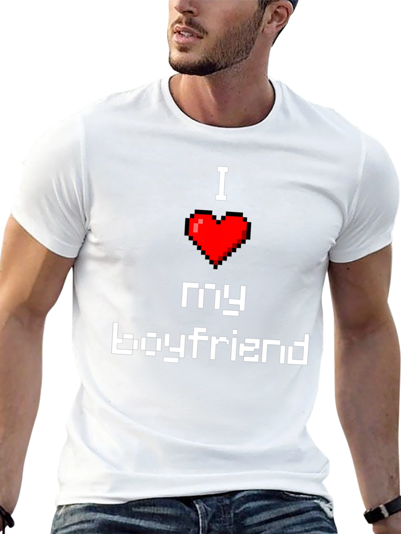 I Love My Boyfriend Pixel Heart T-Shirt