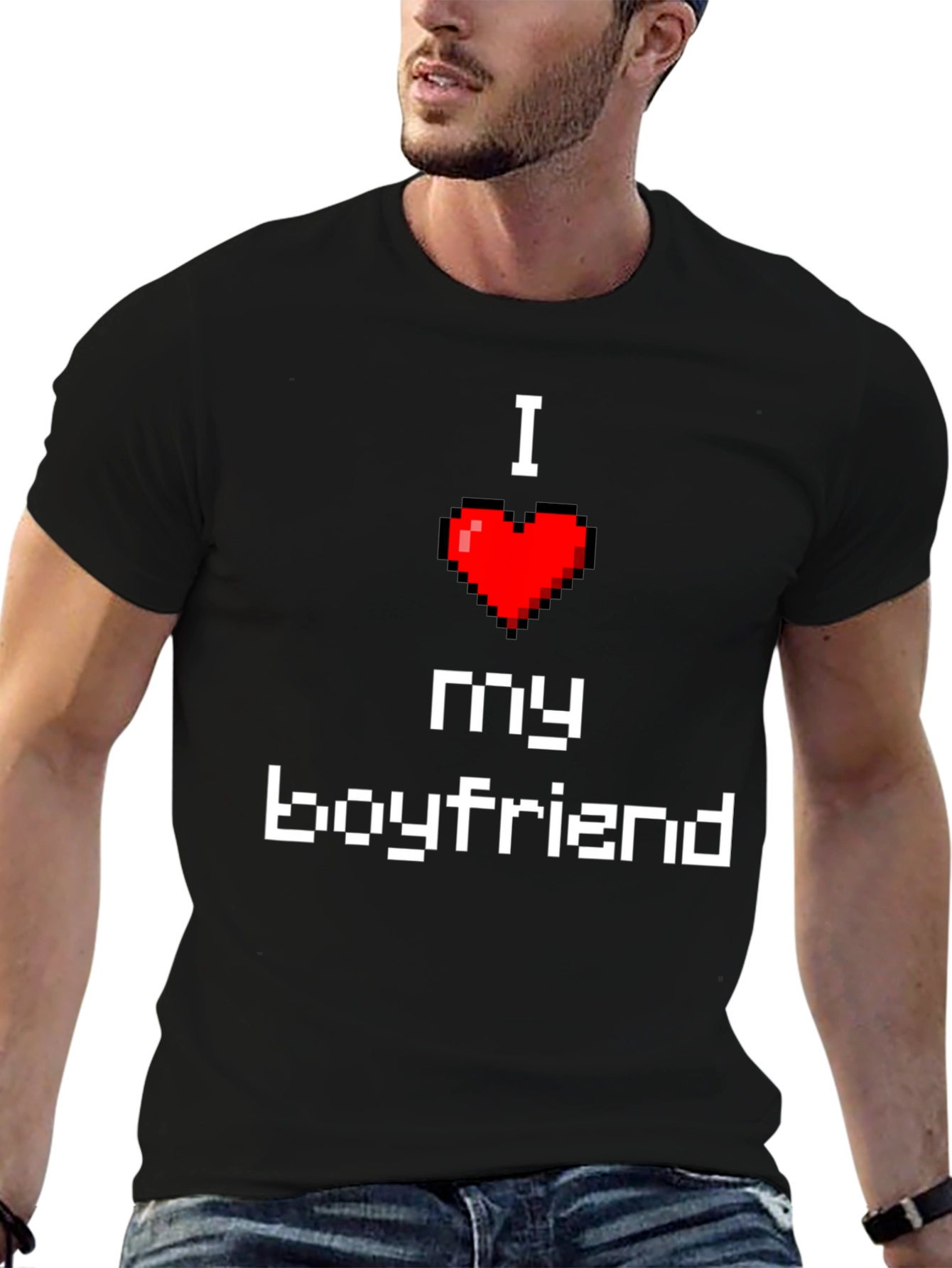I Love My Boyfriend Pixel Heart T-Shirt