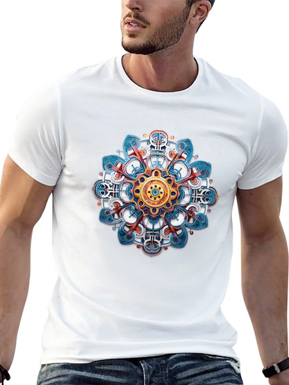 Abstract Mandala Graphic Print Black T-Shirt