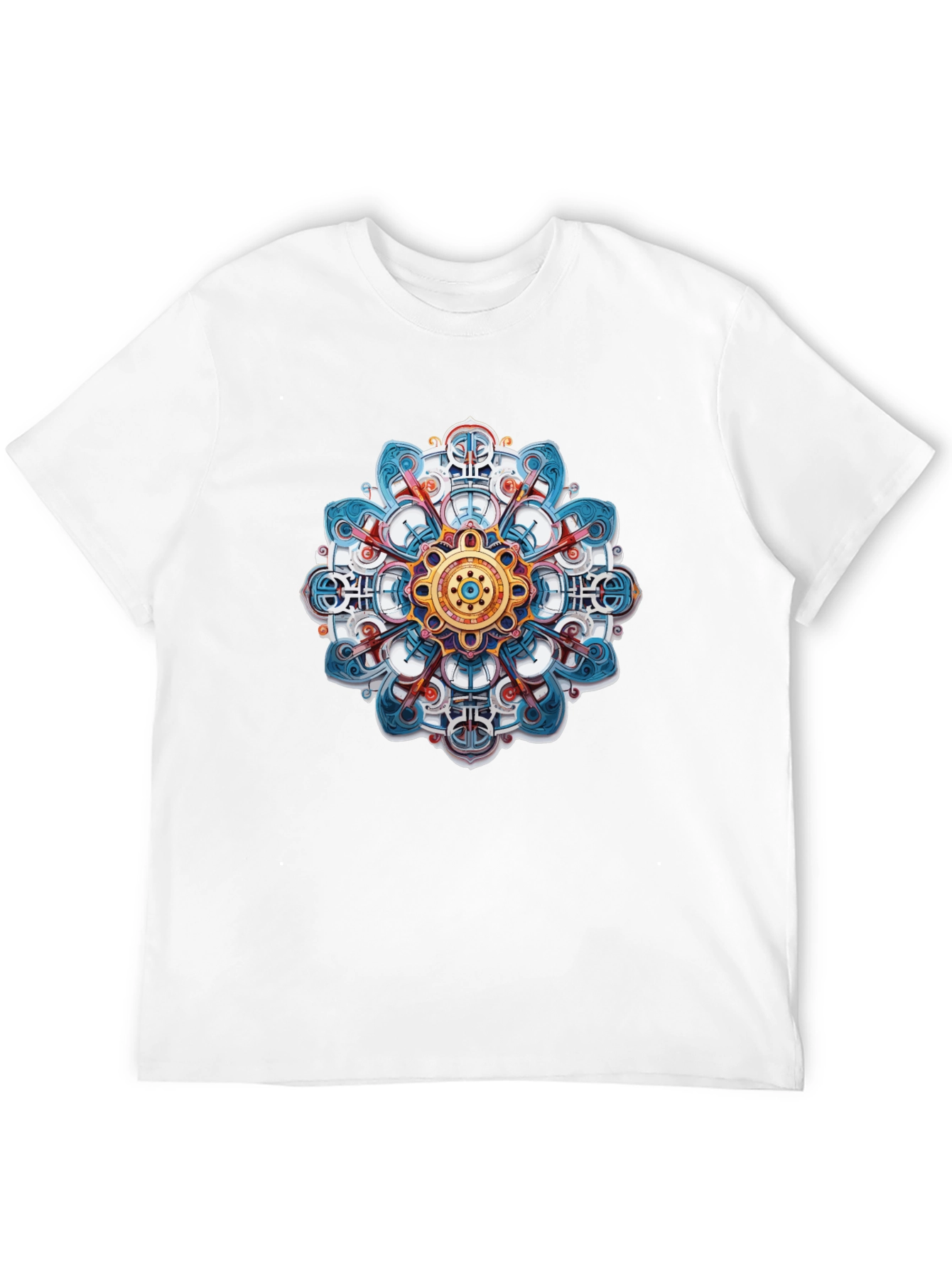 Abstract Mandala Graphic Print Black T-Shirt
