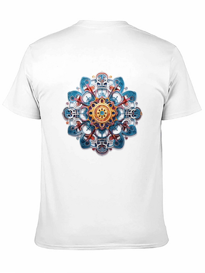 Abstract Mandala Graphic Print Black T-Shirt