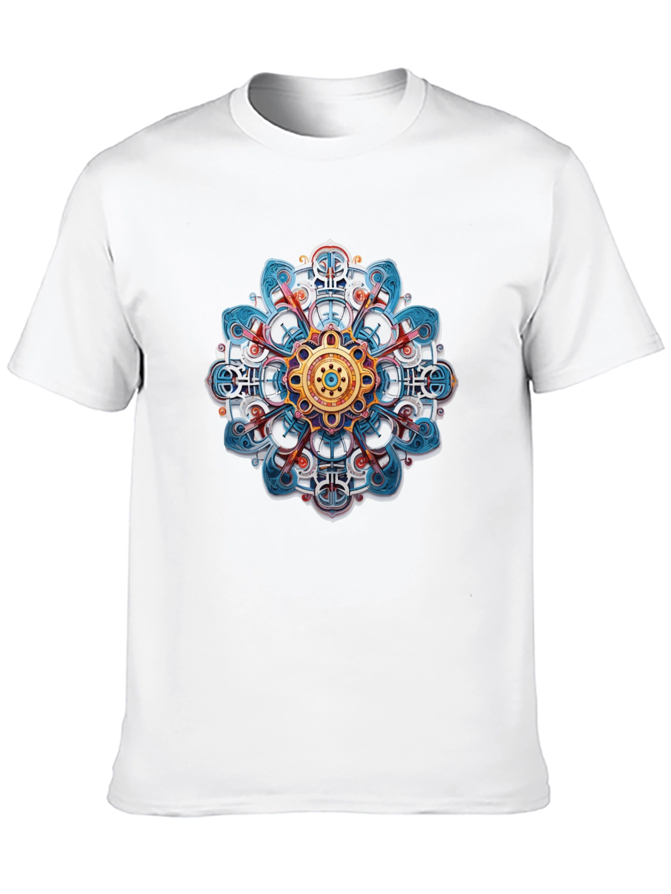 Abstract Mandala Graphic Print Black T-Shirt