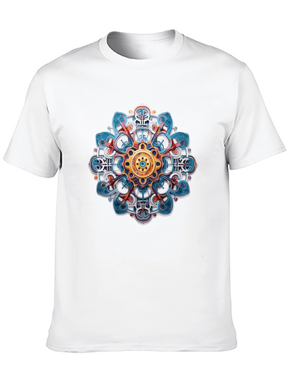 Abstract Mandala Graphic Print Black T-Shirt