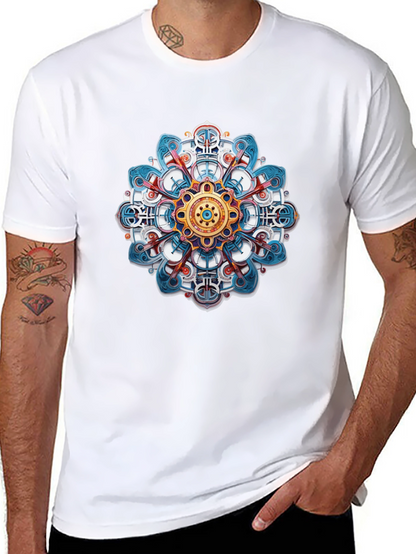 Abstract Mandala Graphic Print Black T-Shirt