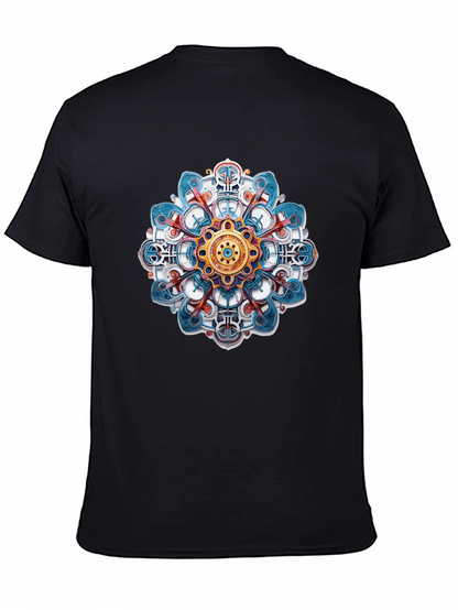 Abstract Mandala Graphic Print Black T-Shirt