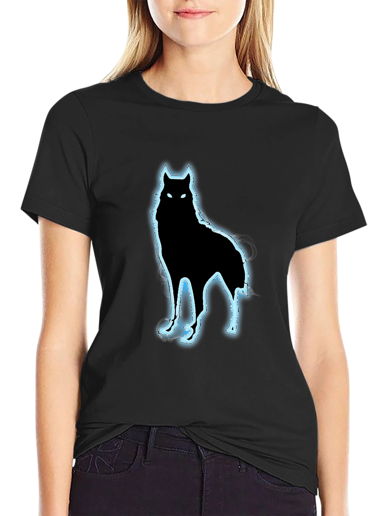 Wolf Graphic Black T-Shirt - Modern Fit