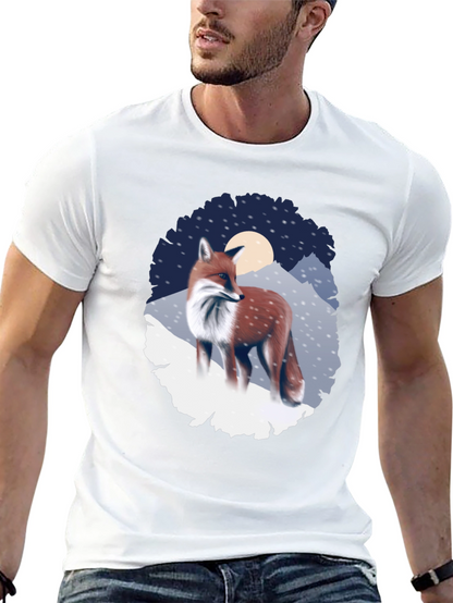 Fox in Winter Scene Graphic T-Shirt