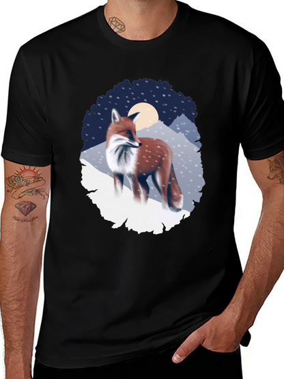 Fox in Winter Scene Graphic T-Shirt
