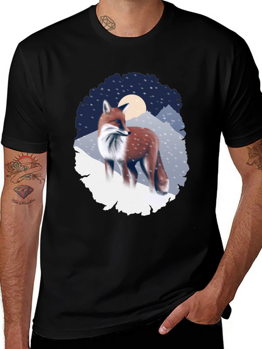 Fox in Winter Scene Graphic T-Shirt