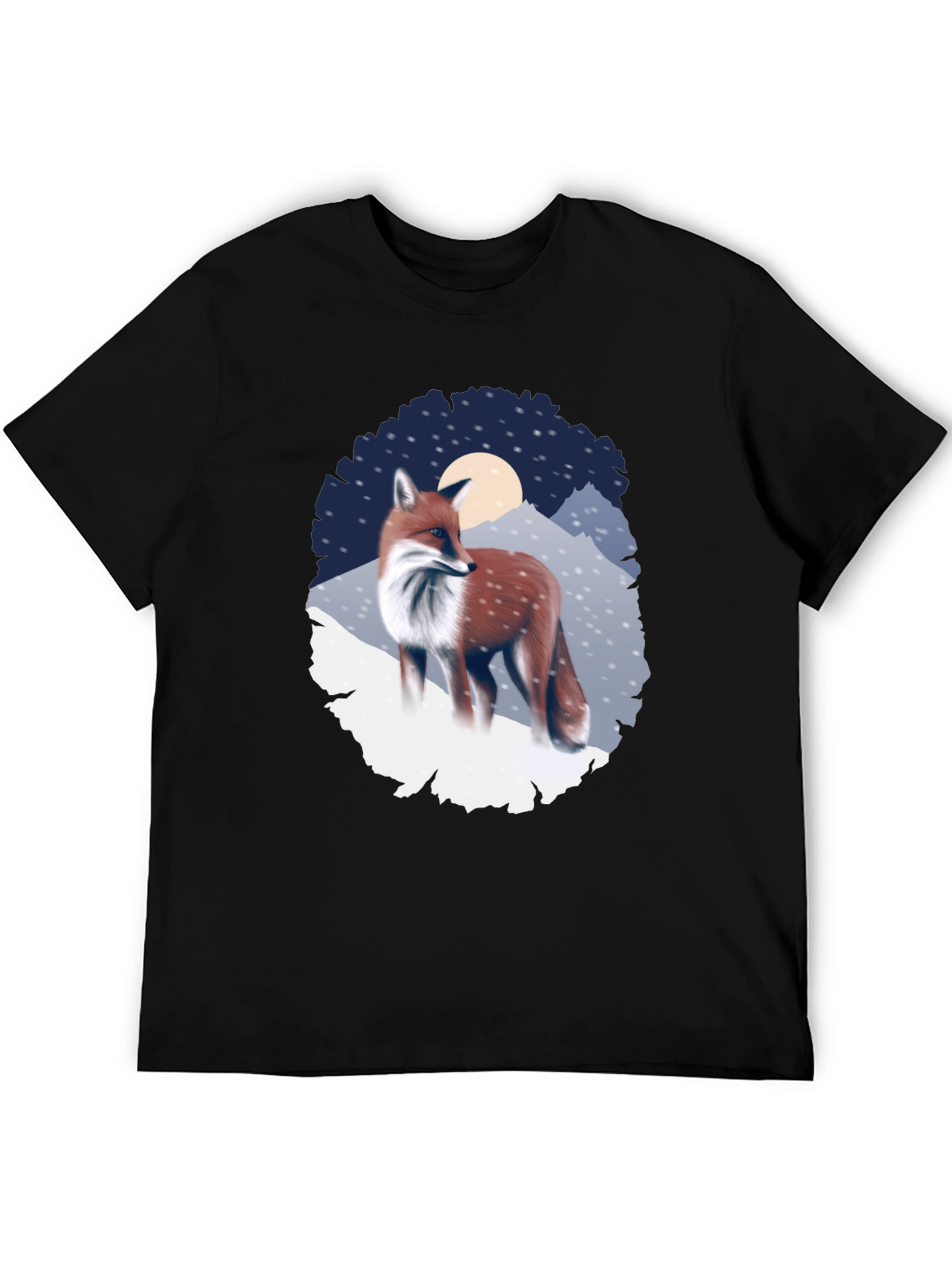 Fox in Winter Scene Graphic T-Shirt