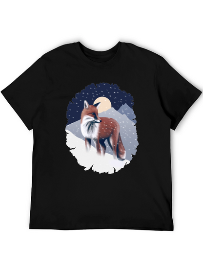 Fox in Winter Scene Graphic T-Shirt