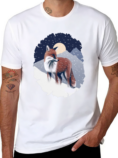 Fox in Winter Scene Graphic T-Shirt