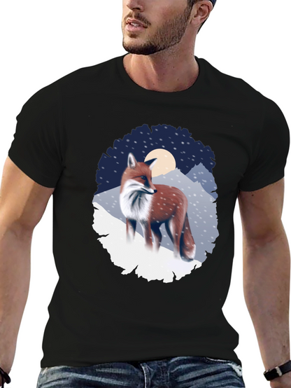 Fox in Winter Scene Graphic T-Shirt
