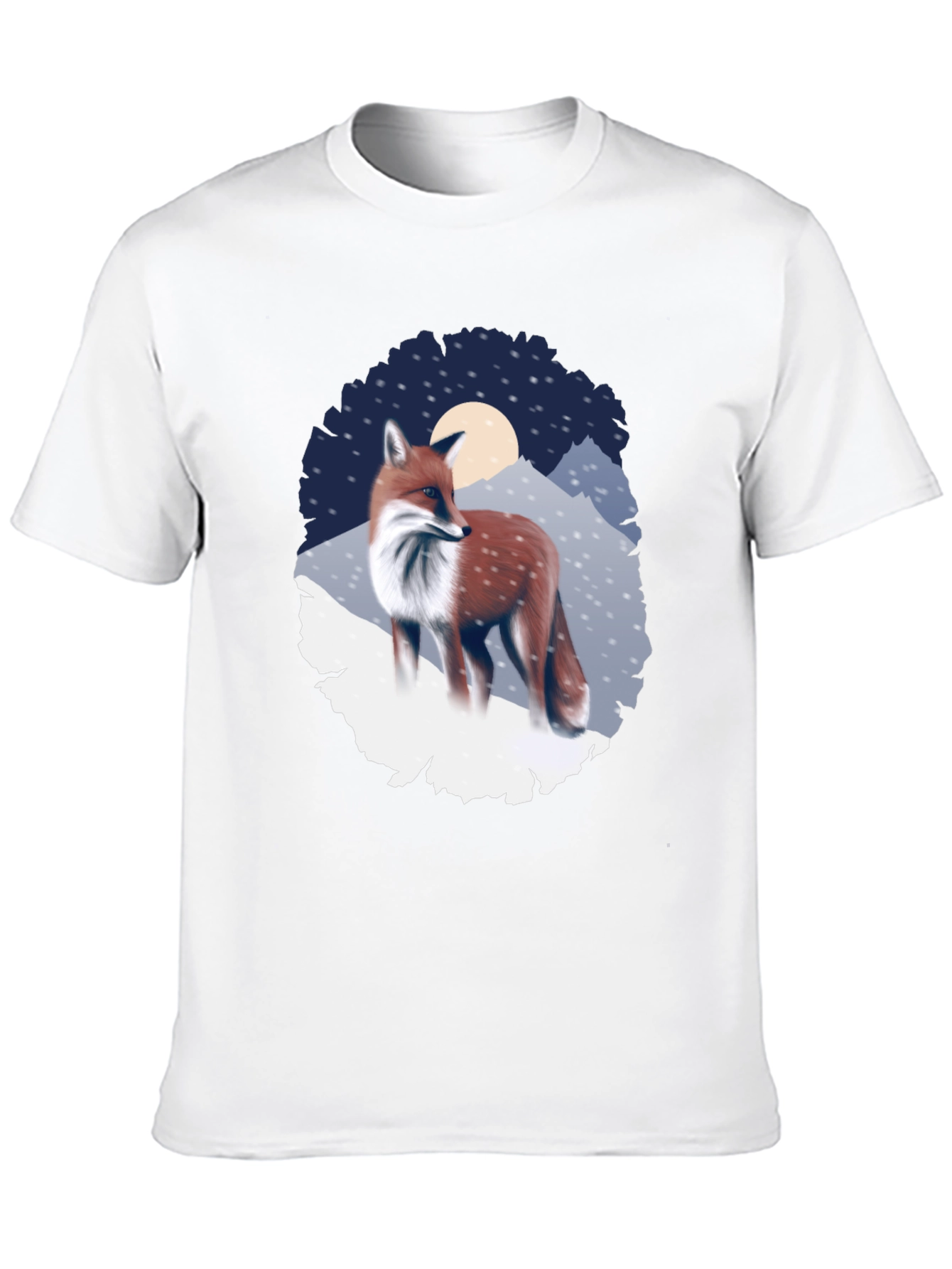 Fox in Winter Scene Graphic T-Shirt