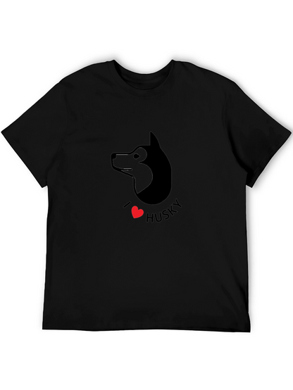 I Love Husky Graphic Tee - Black