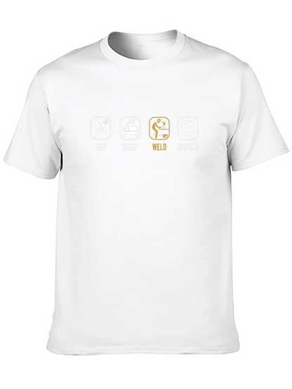 Eat Sleep Weld Repeat T-Shirt - Black
