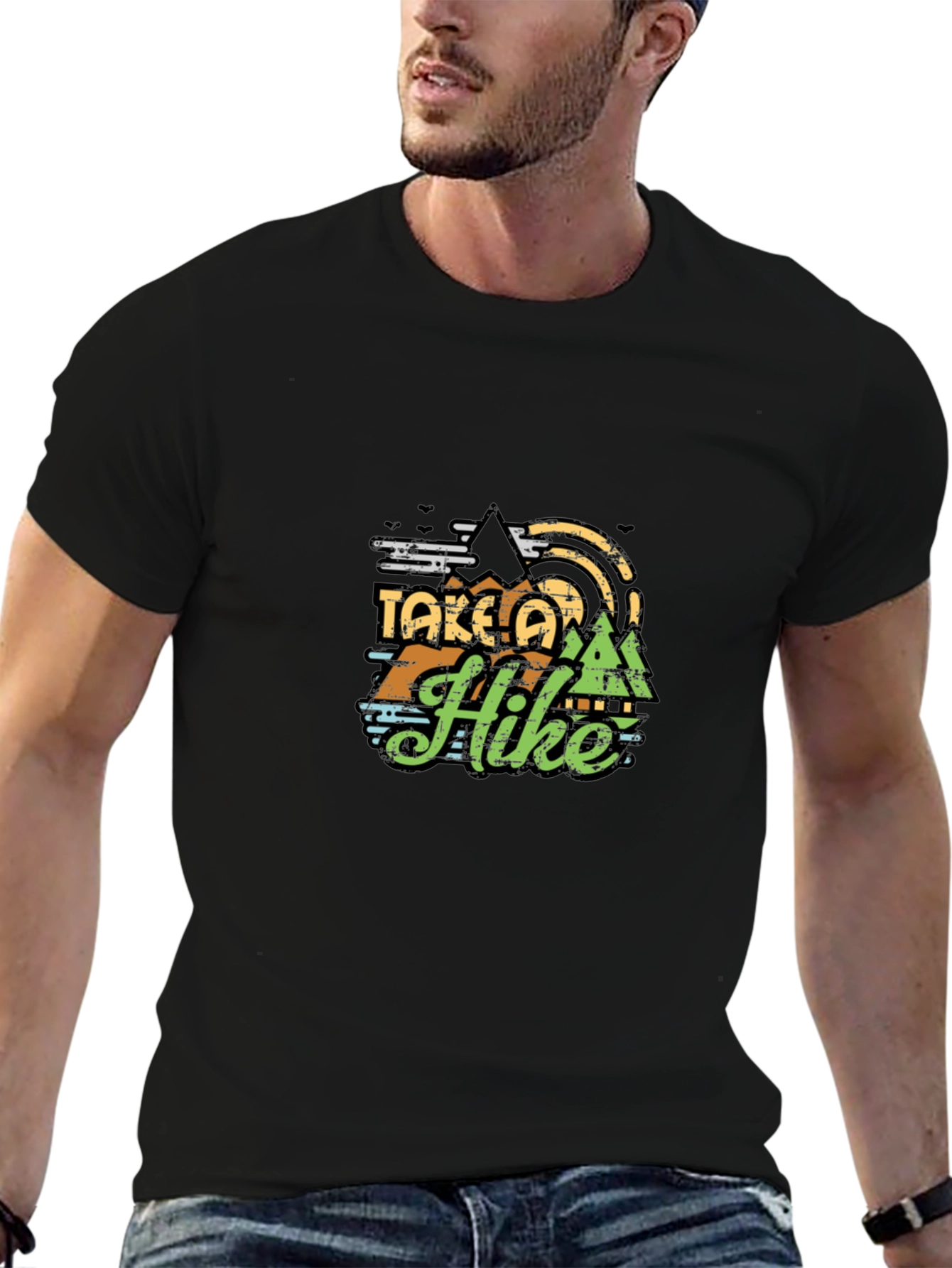 Take a Hike Graphic Tee - Black Cotton T-Shirt