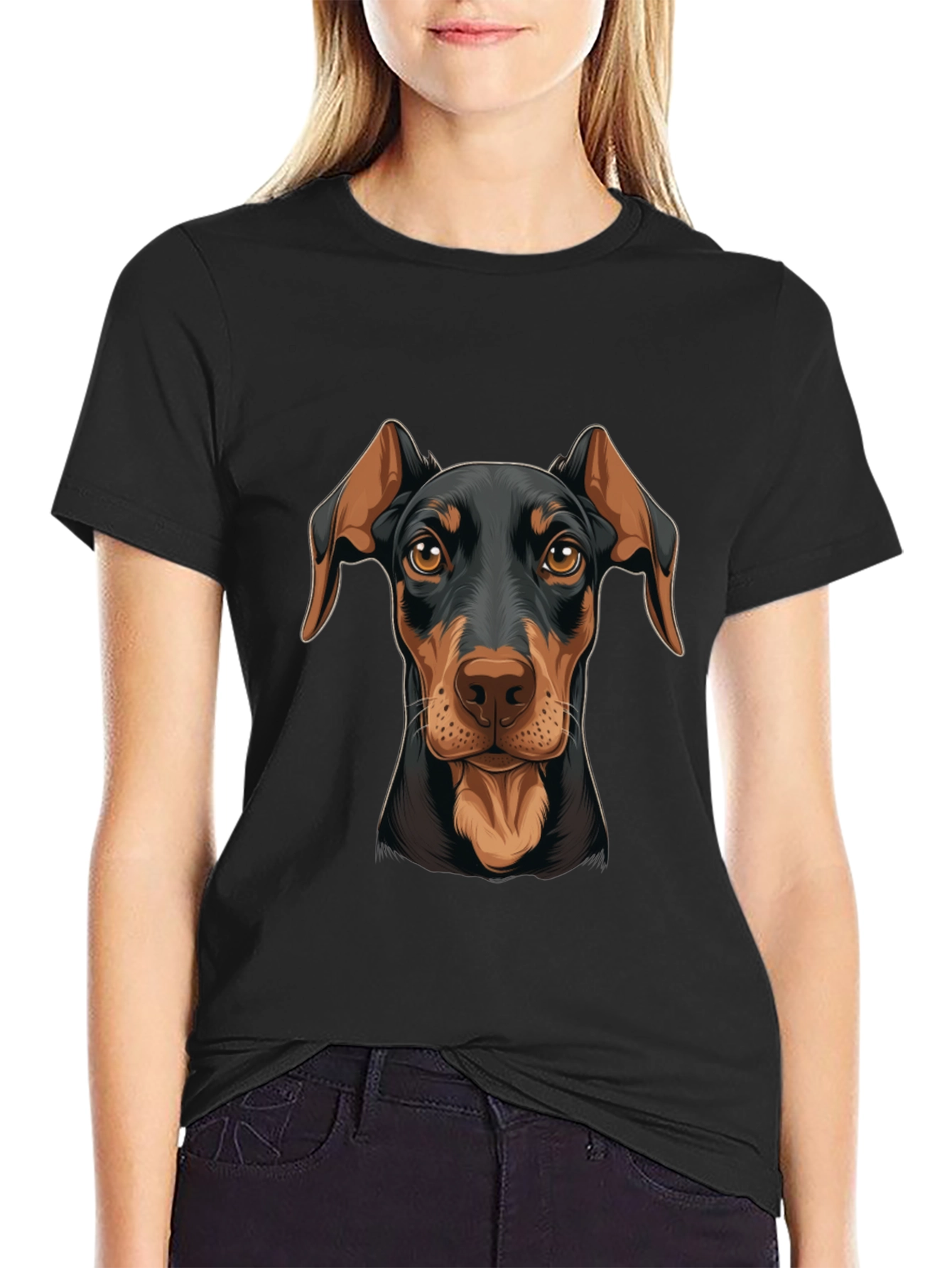 Doberman Dog Graphic Print T-Shirt