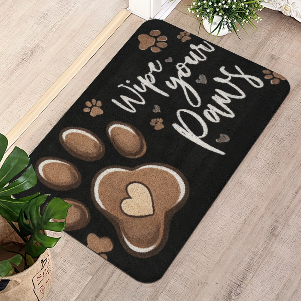 Wipe Your Paws Pet£üWipe Your Paws Pet Paw Print Diatomite Mat, Dog Cat Entryway Absorbent Dirt?Resistant Non?Slip Floor Rug