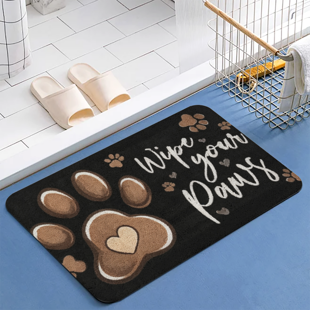 Wipe Your Paws Pet£üWipe Your Paws Pet Paw Print Diatomite Mat, Dog Cat Entryway Absorbent Dirt?Resistant Non?Slip Floor Rug