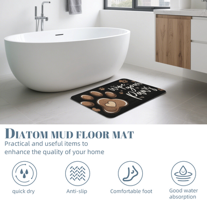Wipe Your Paws Pet£üWipe Your Paws Pet Paw Print Diatomite Mat, Dog Cat Entryway Absorbent Dirt?Resistant Non?Slip Floor Rug