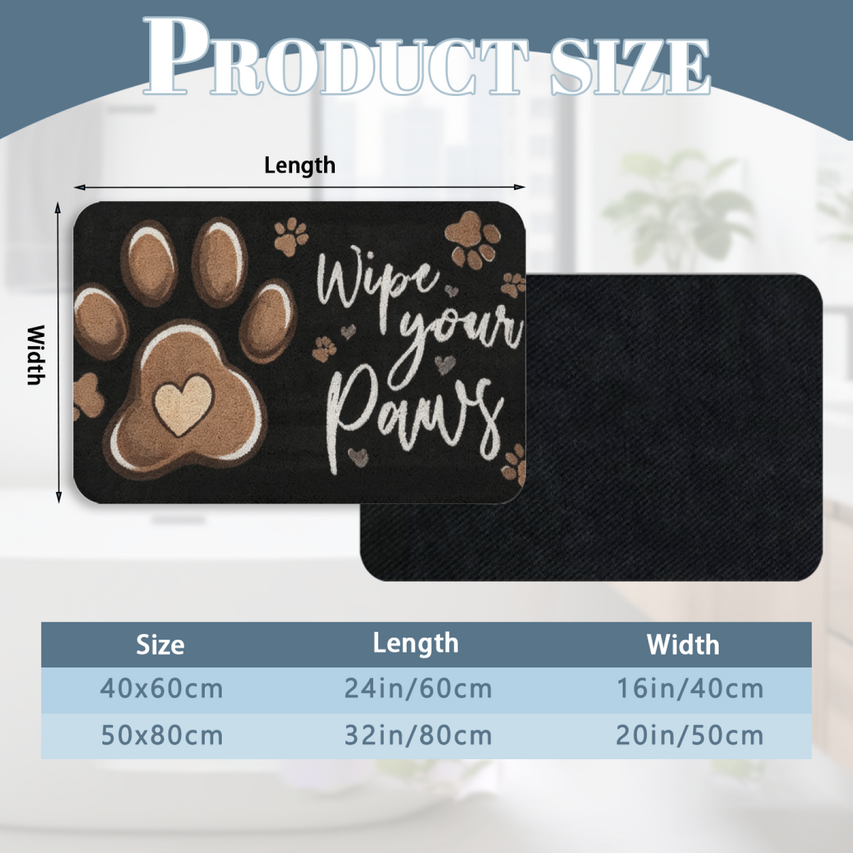 Wipe Your Paws Pet£üWipe Your Paws Pet Paw Print Diatomite Mat, Dog Cat Entryway Absorbent Dirt?Resistant Non?Slip Floor Rug