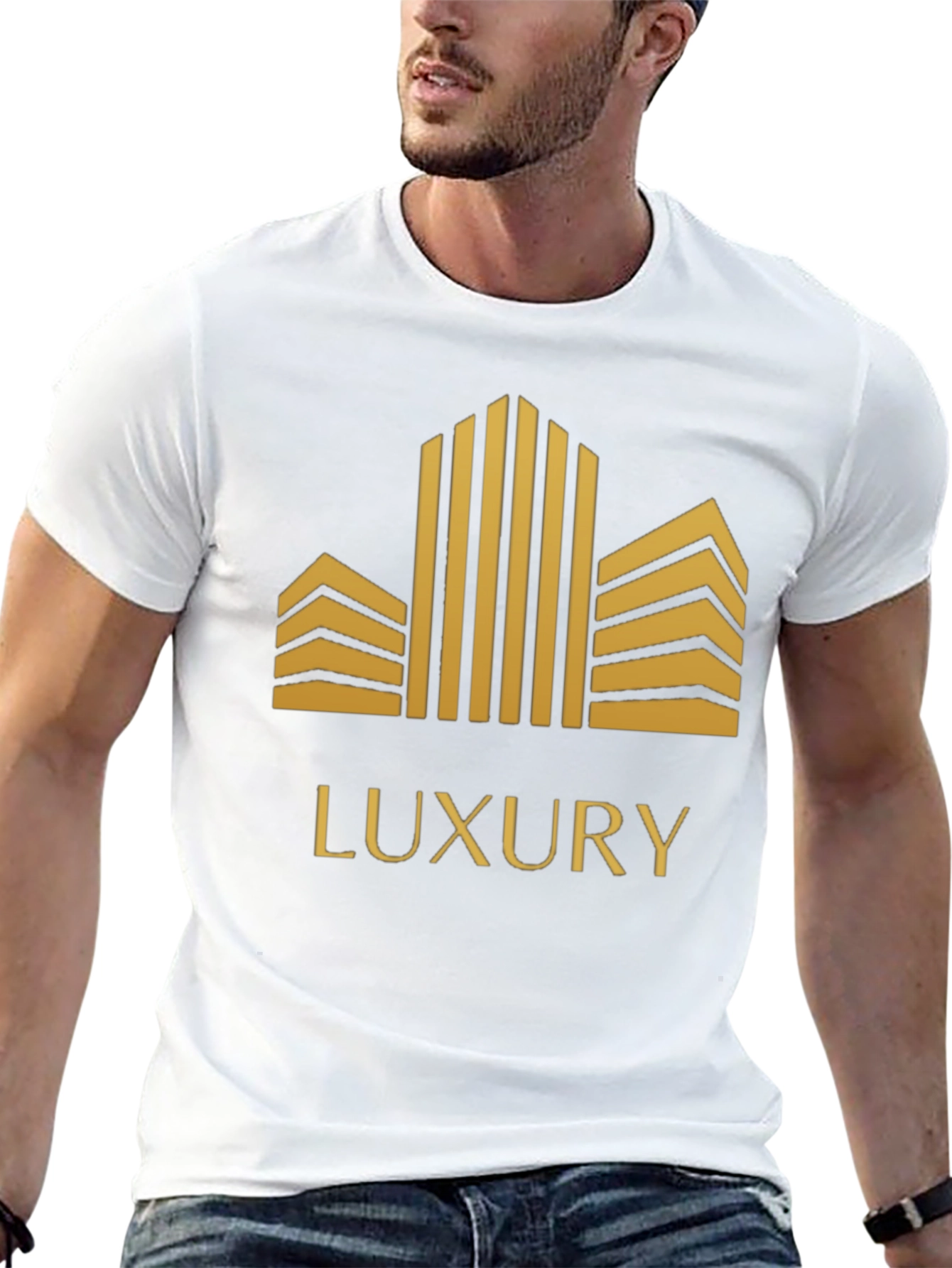 Luxury Gold Building Graphic Tee Shirt