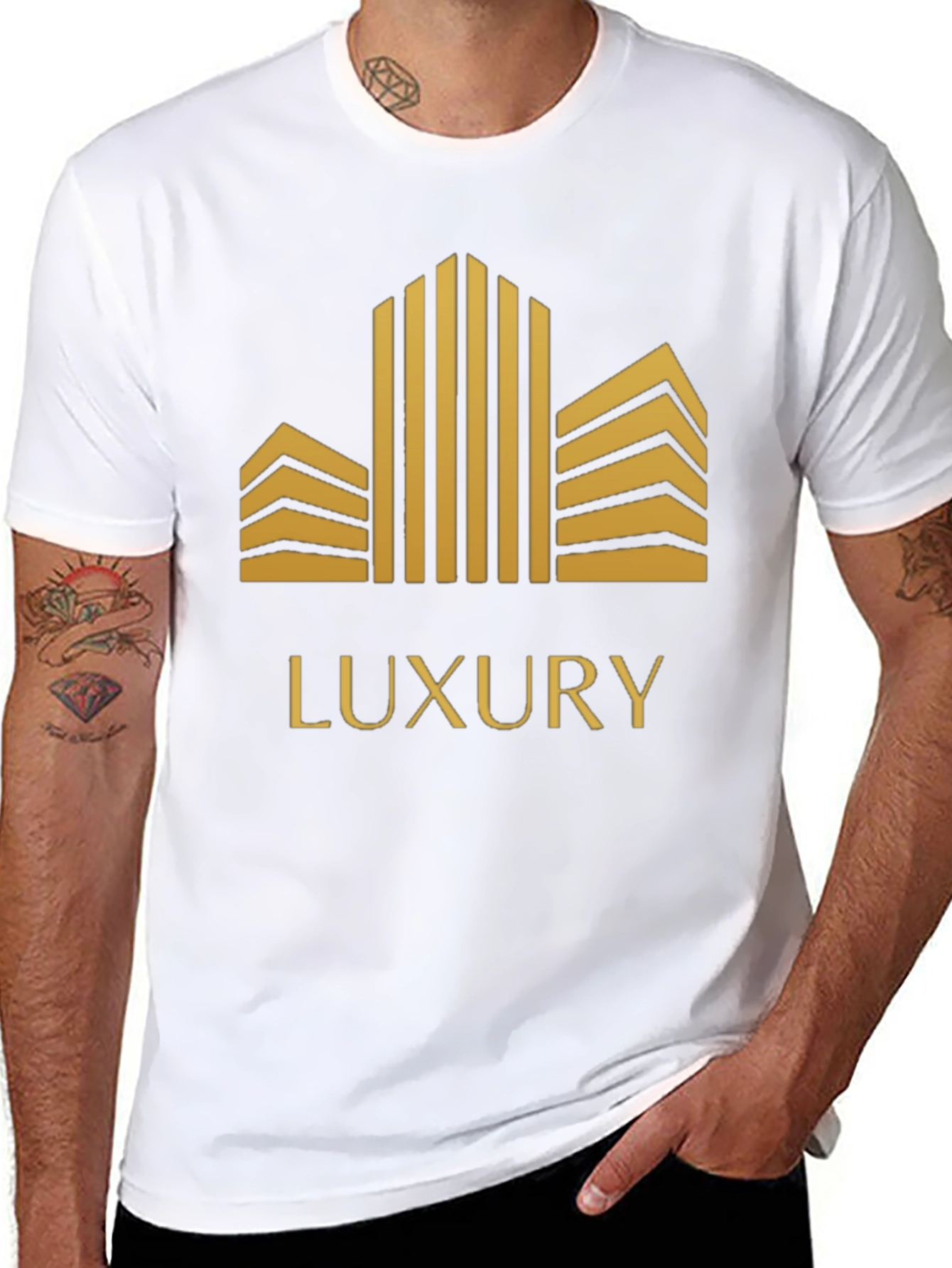 Luxury Gold Building Graphic Tee Shirt