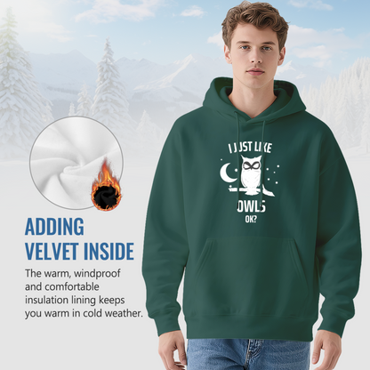 Funny Owl Hoodie with Moon & Stars Text